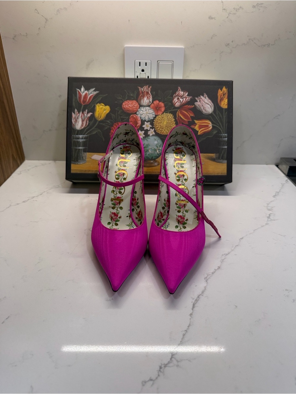 Gucci Hot Pink Pointed Mary Jane Heels